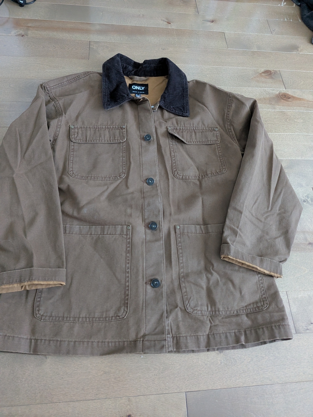 ONLY Women's Brown Field Jacket with Dark Corduroy Collar - Picture 2 of 4
